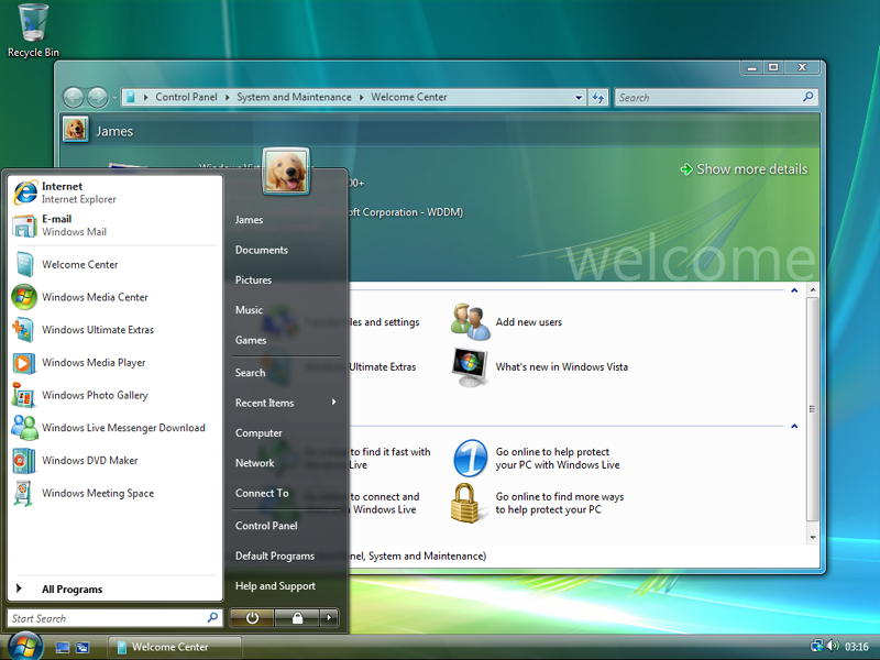 Operating System From Windows Vista