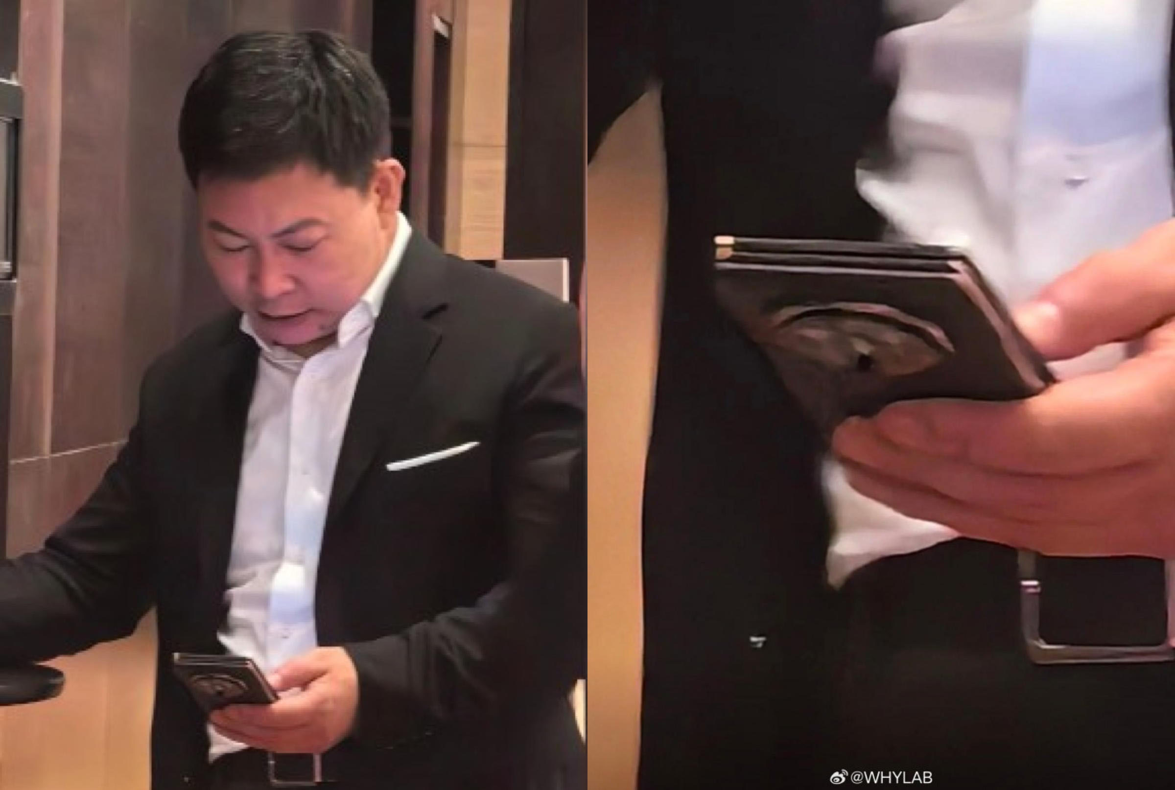 Image of Huawei consumer business group chair Richard Yu Chengdong showing him using what appears to be a dual-hinged foldable smartphone. Image credit Weibo Whylab 03 Image of Huawei consumer business group chair Richard Yu Chengdong showing him using what appears to be a dual-hinged foldable smartphone. Image credit: Whylab/Weibo